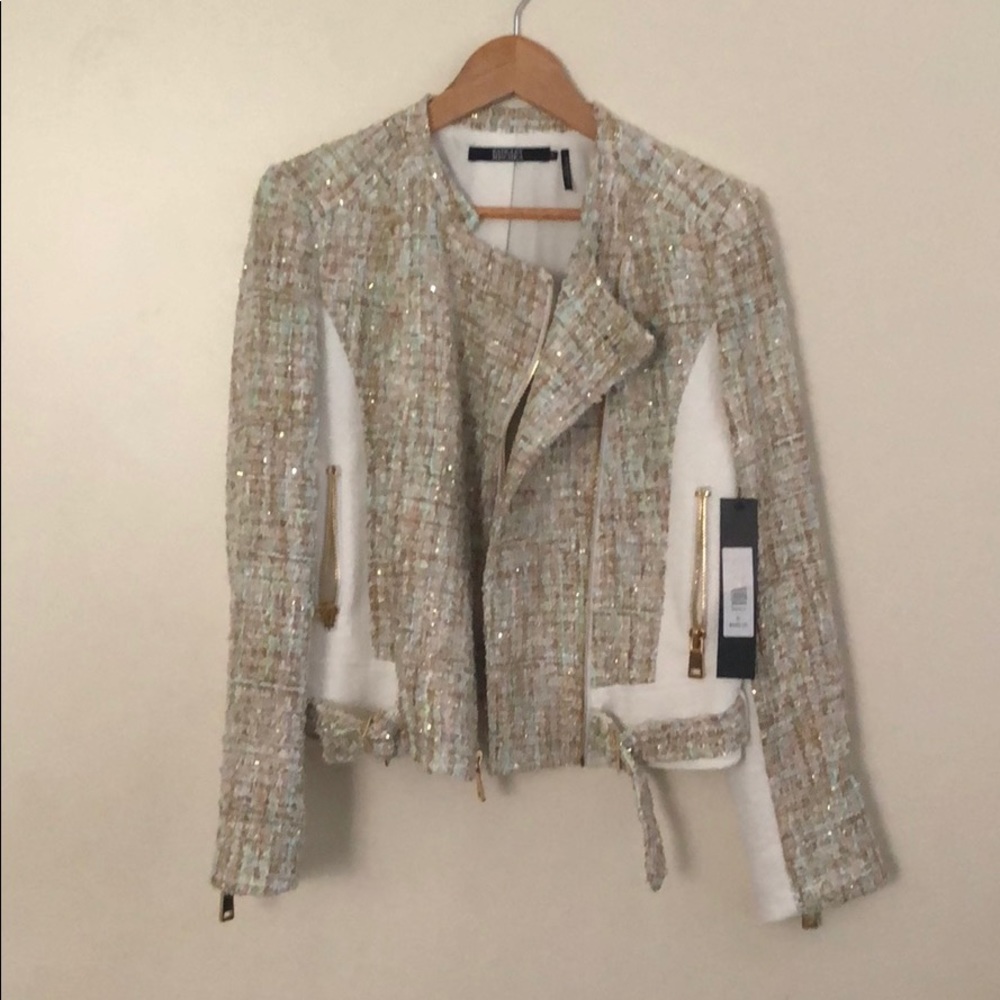 White and gold Moto jacket